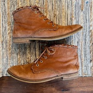 Gianni Bini Lace Western Distressed Leather Boots